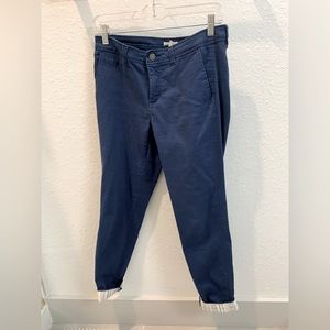 Blue Dress Pants With Stripe Roll Up Pants